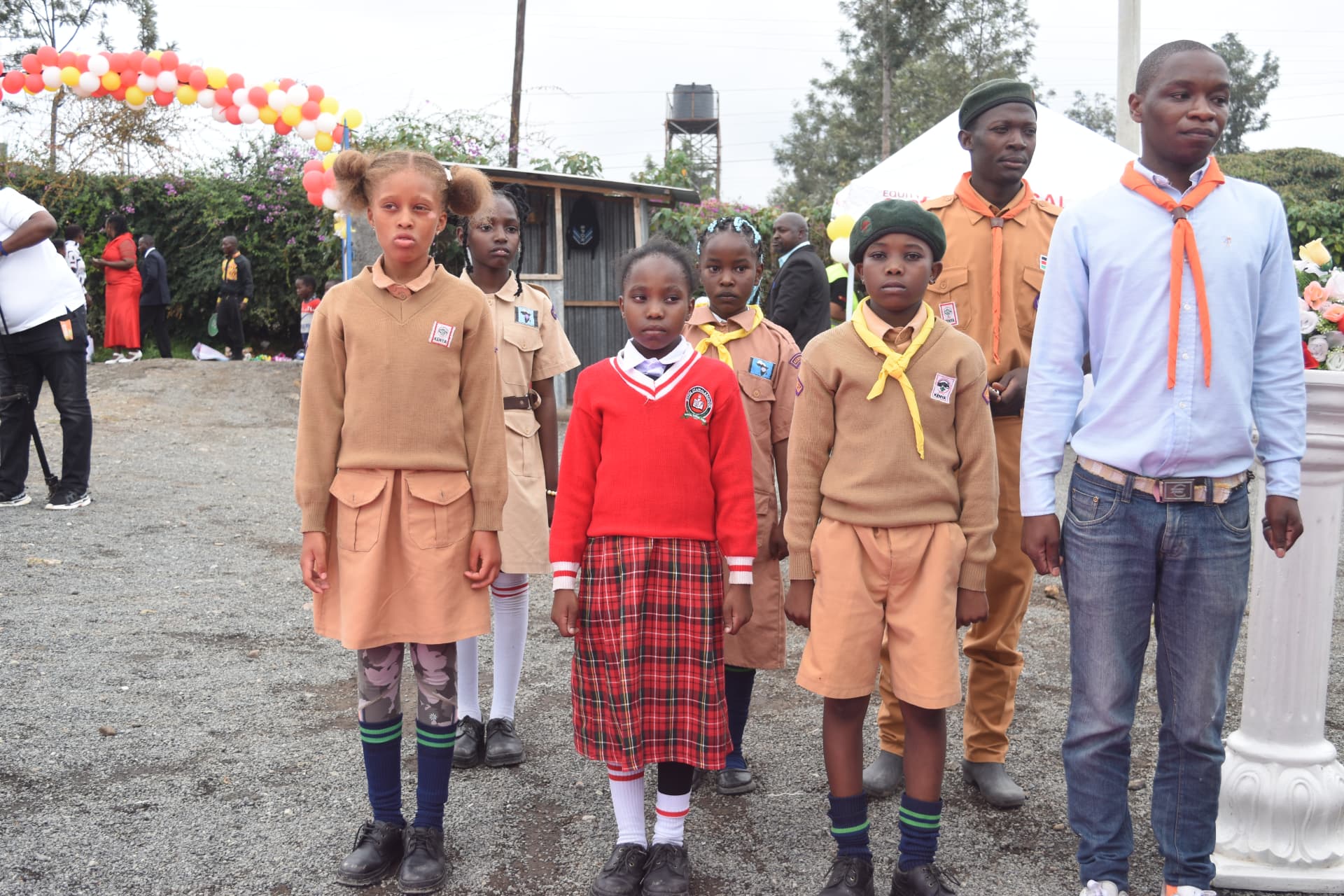 Myfin School scouts and learners lined up in uniform at a school ceremony