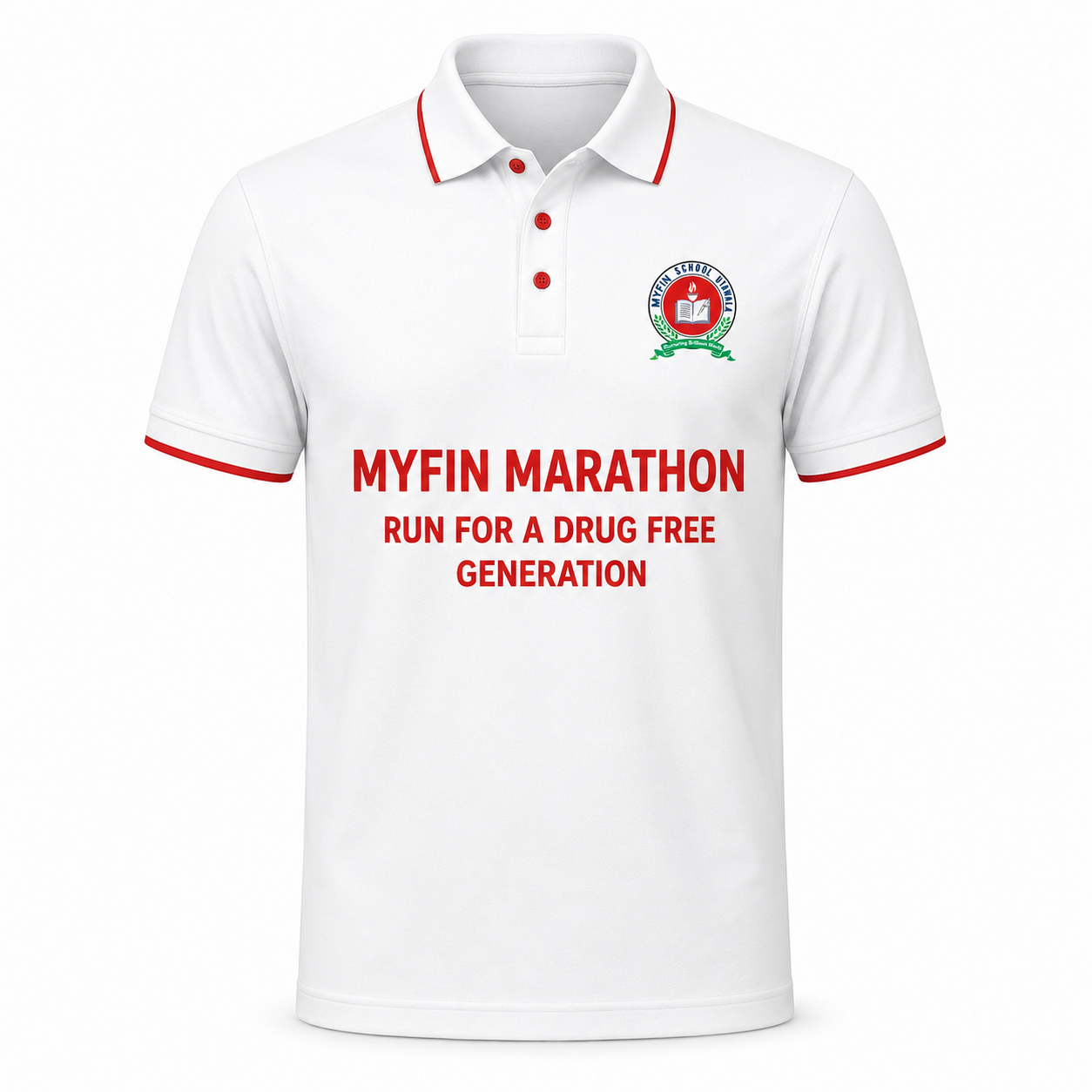 Myfin School Run Polo T-Shirt — Myfin Marathon, Run for a Drug Free Generation